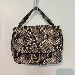 J. Crew Black and Cream Snakeskin Shoulder Bag